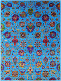 Blue Persian Tabriz Handmade Wool & Silk Rug - 10' 1" X 14' 2" - Golden Nile