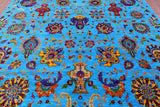 Blue Persian Tabriz Handmade Wool & Silk Rug - 10' 1" X 14' 2" - Golden Nile