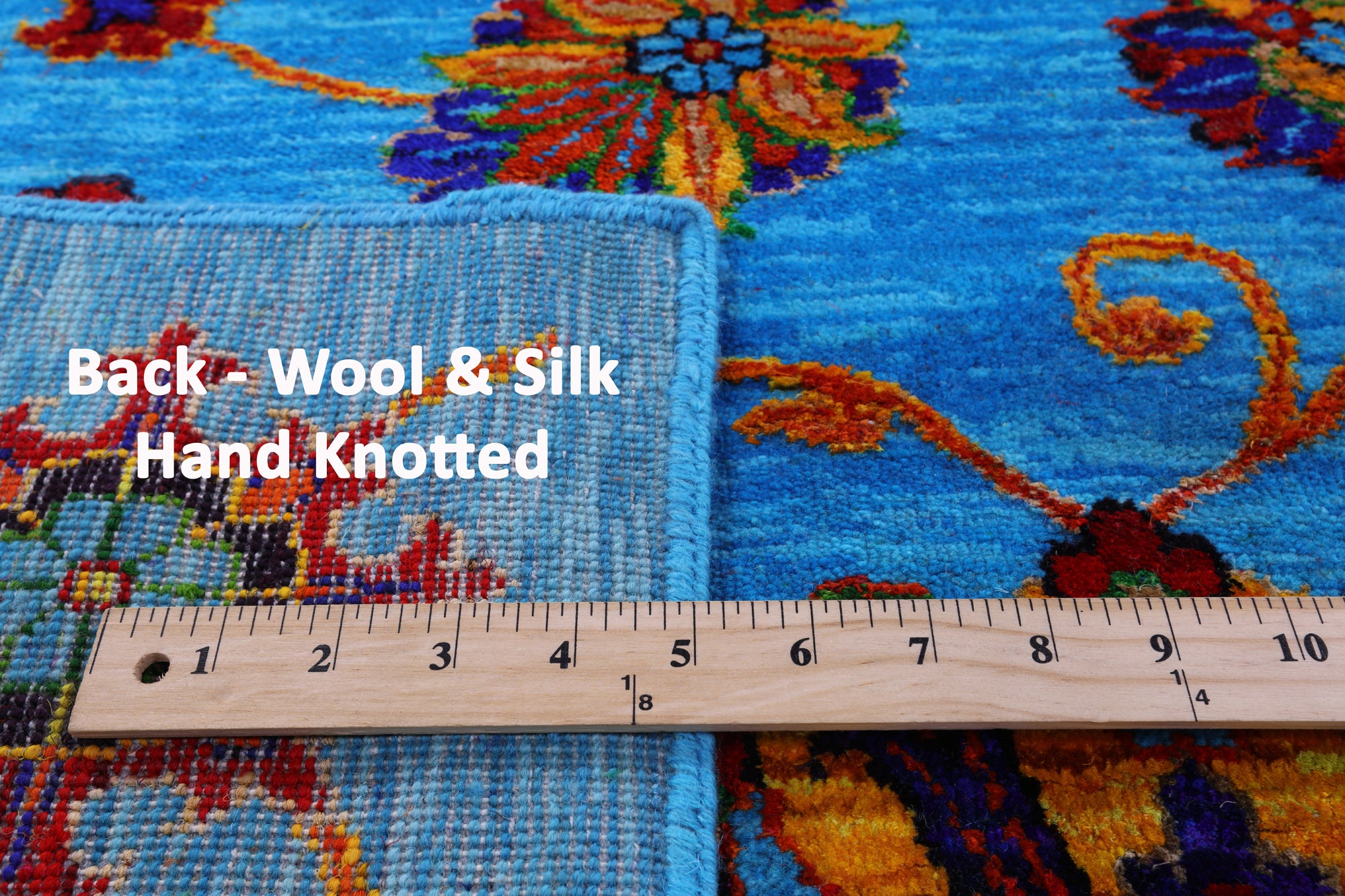 Blue Persian Tabriz Handmade Wool & Silk Rug - 10' 1" X 14' 2" - Golden Nile