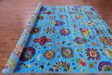 Blue Persian Tabriz Handmade Wool & Silk Rug - 10' 1" X 14' 2" - Golden Nile