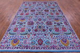 Blue Persian Tabriz Hand Knotted Wool & Silk Rug - 8' 0" X 10' 3" - Golden Nile