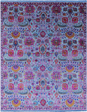 Blue Persian Tabriz Hand Knotted Wool & Silk Rug - 8' 0" X 10' 3" - Golden Nile