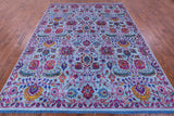 Blue Persian Tabriz Hand Knotted Wool & Silk Rug - 8' 0" X 10' 3" - Golden Nile
