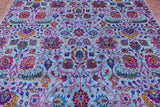 Blue Persian Tabriz Hand Knotted Wool & Silk Rug - 8' 0" X 10' 3" - Golden Nile