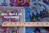 Blue Persian Tabriz Hand Knotted Wool & Silk Rug - 8' 0" X 10' 3" - Golden Nile