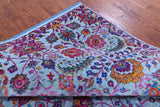 Blue Persian Tabriz Hand Knotted Wool & Silk Rug - 8' 0" X 10' 3" - Golden Nile