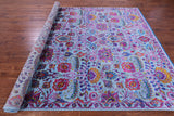 Blue Persian Tabriz Hand Knotted Wool & Silk Rug - 8' 0" X 10' 3" - Golden Nile