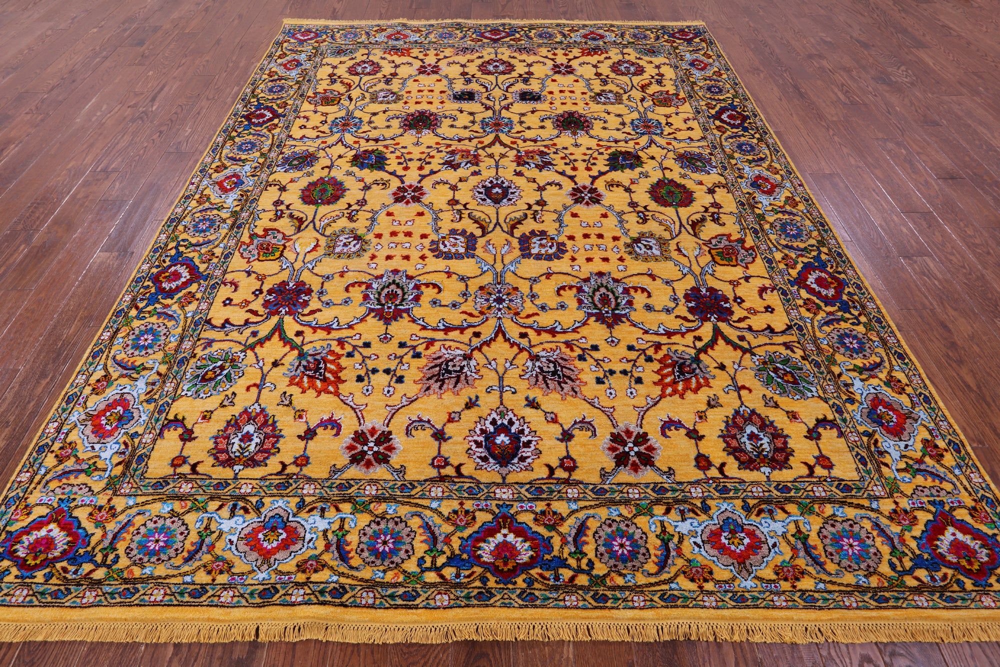 Gold Persian Tabriz Handmade Wool & Silk Rug - 8' 1" X 10' 3" - Golden Nile