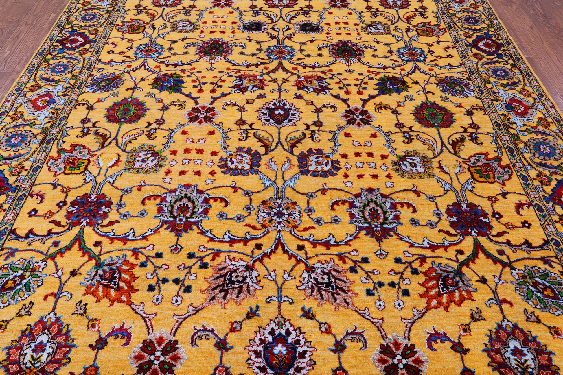 Gold Persian Tabriz Handmade Wool & Silk Rug - 8' 1" X 10' 3" - Golden Nile