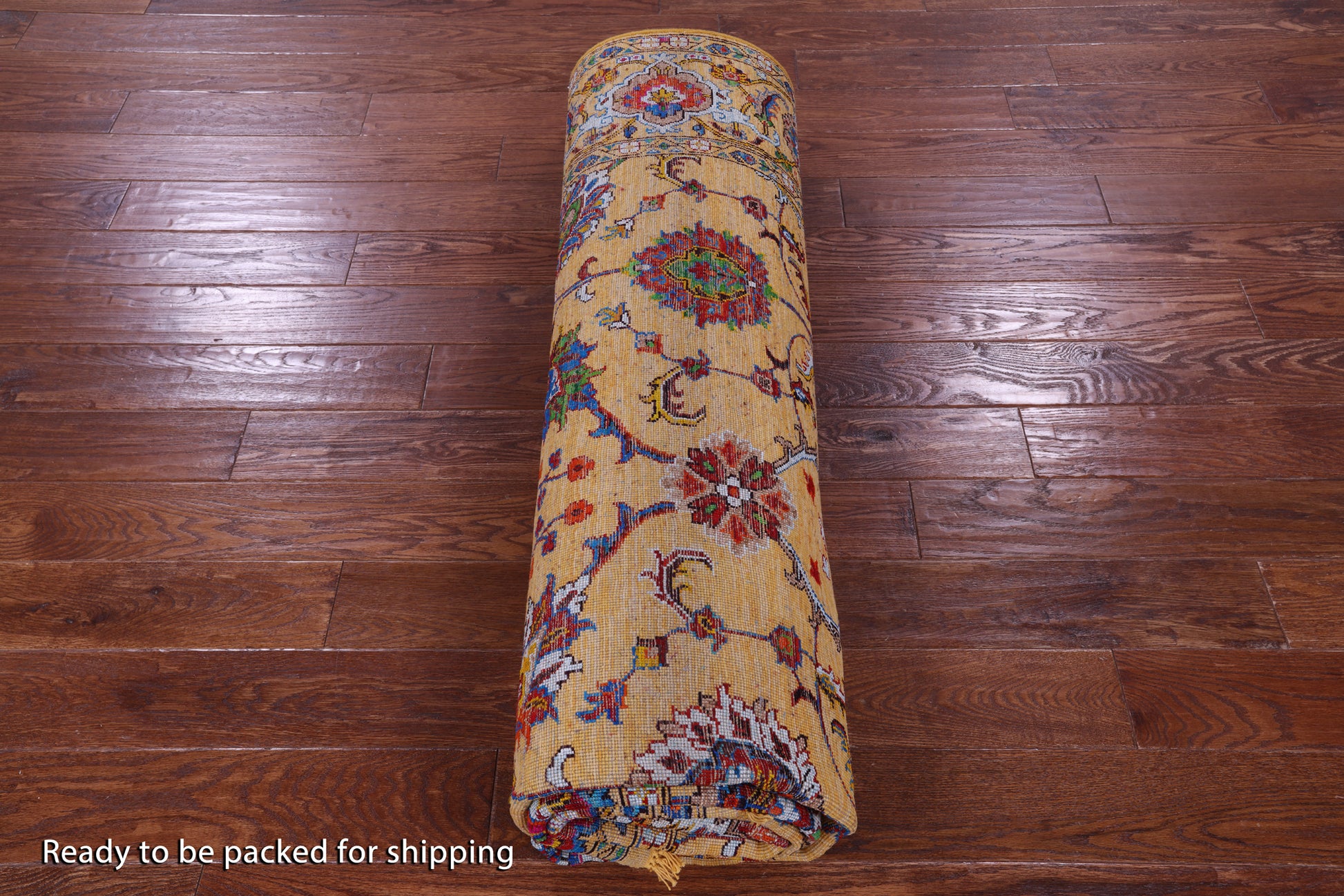Gold Persian Tabriz Handmade Wool & Silk Rug - 8' 1" X 10' 3" - Golden Nile