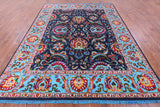 Blue Persian Tabriz Handmade Wool & Silk Rug - 8' 3" X 10' 4" - Golden Nile