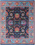 Blue Persian Tabriz Handmade Wool & Silk Rug - 8' 3" X 10' 4" - Golden Nile