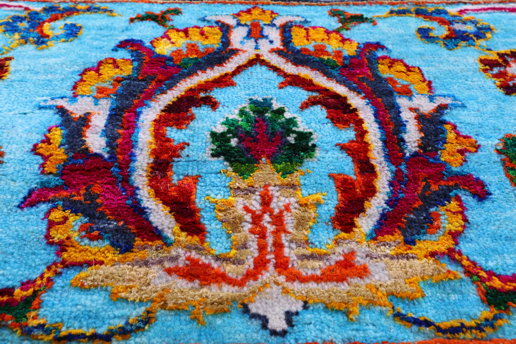 Blue Persian Tabriz Handmade Wool & Silk Rug - 8' 3" X 10' 4" - Golden Nile