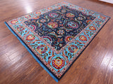 Blue Persian Tabriz Handmade Wool & Silk Rug - 8' 3" X 10' 4" - Golden Nile