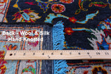 Blue Persian Tabriz Handmade Wool & Silk Rug - 8' 3" X 10' 4" - Golden Nile