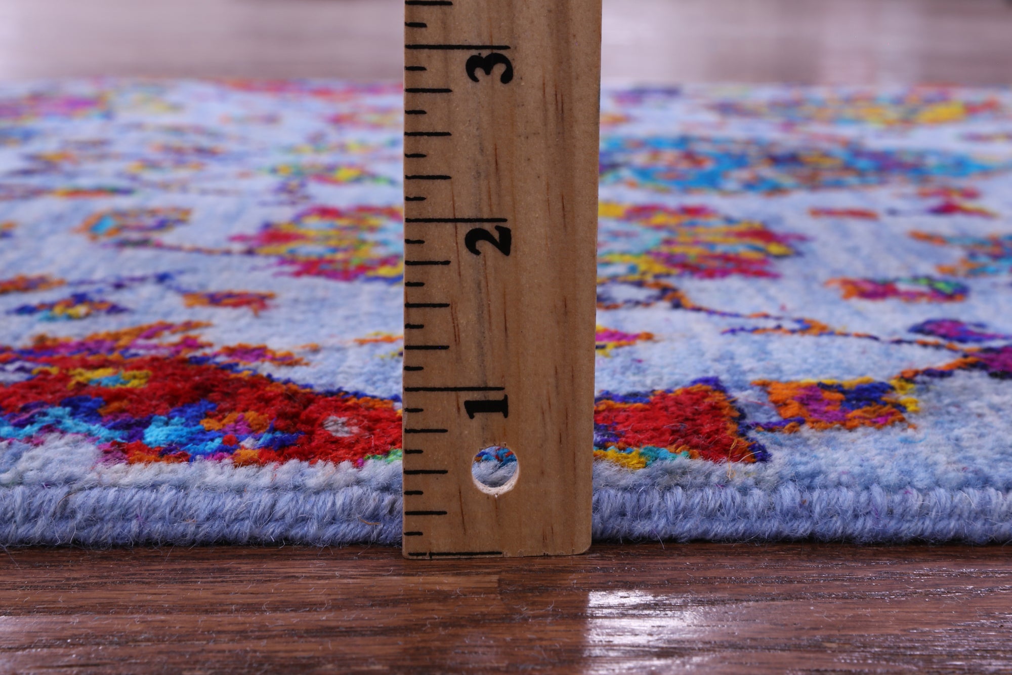 Blue Persian Tabriz Hand Knotted Wool & Silk Runner Rug - 2' 6" X 12' 3" - Golden Nile