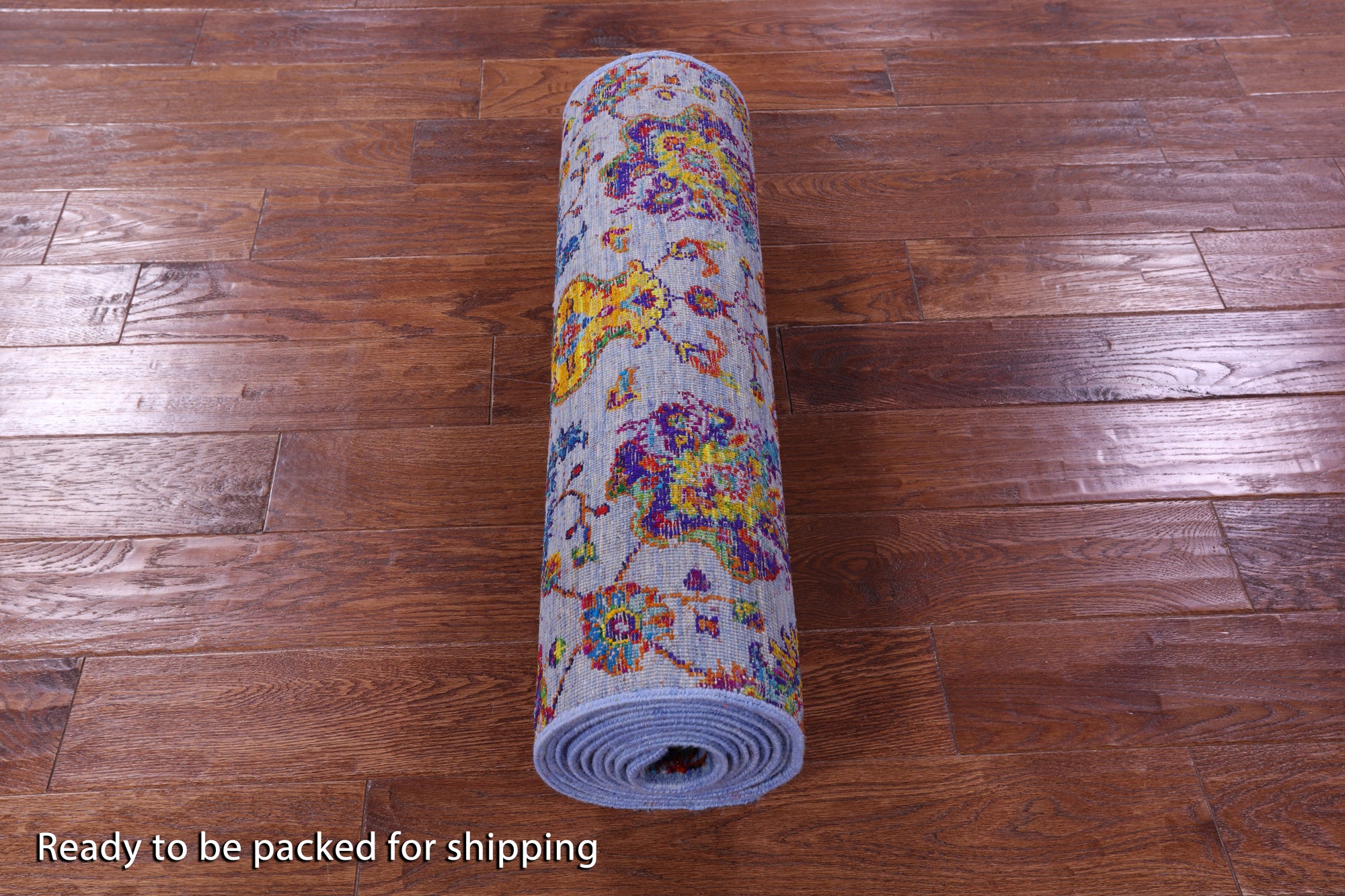 Blue Persian Tabriz Hand Knotted Wool & Silk Runner Rug - 2' 6" X 12' 3" - Golden Nile