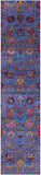 Blue Persian Tabriz Hand Knotted Wool & Silk Runner Rug - 2' 7" X 11' 9" - Golden Nile