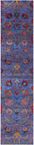 Blue Persian Tabriz Hand Knotted Wool & Silk Runner Rug - 2' 7" X 11' 9" - Golden Nile