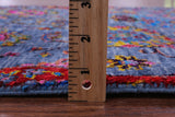 Blue Persian Tabriz Hand Knotted Wool & Silk Runner Rug - 2' 7" X 11' 9" - Golden Nile