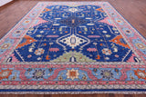 Blue Kazak Handmade Wool Rug - 12' 2" X 15' 3" - Golden Nile