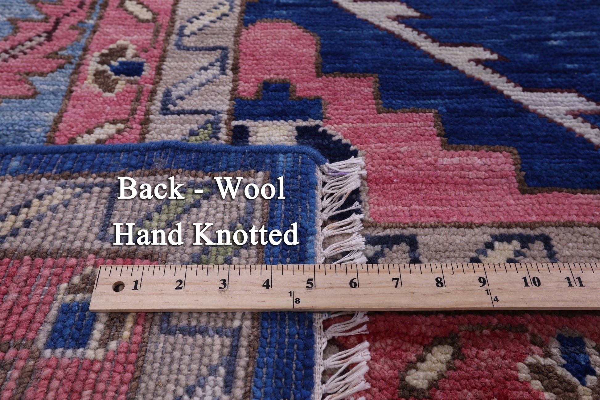 Blue Kazak Handmade Wool Rug - 12' 2" X 15' 3" - Golden Nile