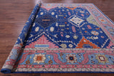 Blue Kazak Handmade Wool Rug - 12' 2" X 15' 3" - Golden Nile