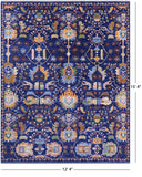 Blue Persian Fine Serapi Hand Knotted Wool Rug - 12' 4" X 15' 4" - Golden Nile