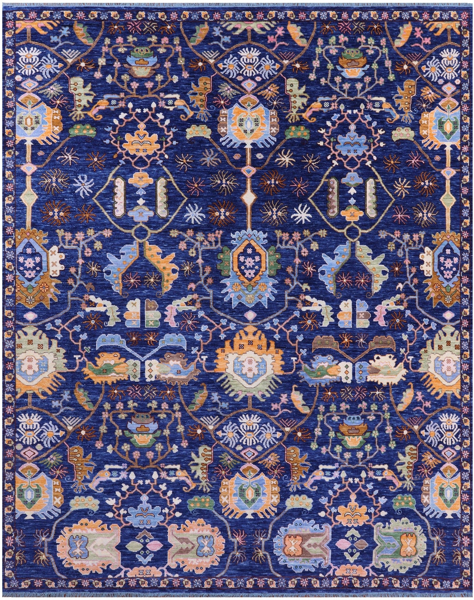 Blue Persian Fine Serapi Hand Knotted Wool Rug - 12' 4" X 15' 4" - Golden Nile