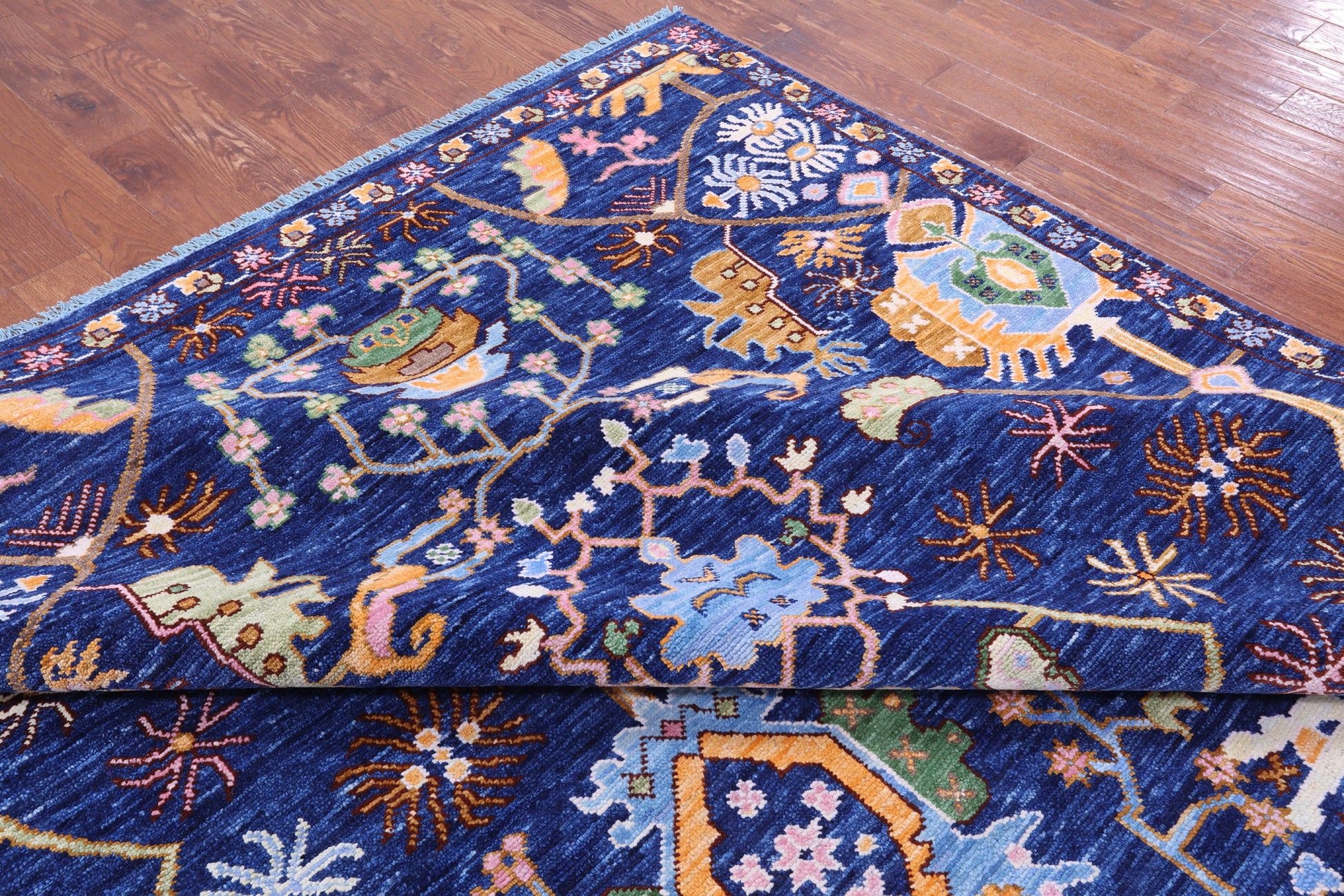 Blue Persian Fine Serapi Hand Knotted Wool Rug - 12' 4" X 15' 4" - Golden Nile