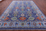 Blue Turkish Oushak Hand Knotted Wool Rug - 10' 3" X 14' 0" - Golden Nile
