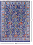 Blue Turkish Oushak Hand Knotted Wool Rug - 10' 3" X 14' 0" - Golden Nile