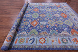 Blue Turkish Oushak Hand Knotted Wool Rug - 10' 3" X 14' 0" - Golden Nile