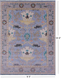 Blue Turkish Oushak Hand Knotted Wool Rug - 9' 3" X 12' 2" - Golden Nile