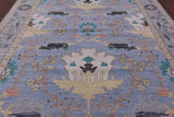 Blue Turkish Oushak Hand Knotted Wool Rug - 9' 3" X 12' 2" - Golden Nile