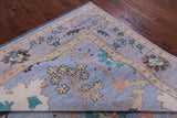 Blue Turkish Oushak Hand Knotted Wool Rug - 9' 3" X 12' 2" - Golden Nile