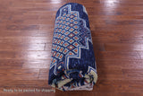 Blue Southwest Navajo Design Gabbeh Hand Knotted Wool Rug - 9' 4" X 12' 2" - Golden Nile