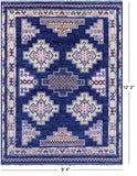 Blue Southwest Navajo Design Gabbeh Hand Knotted Wool Rug - 9' 4" X 12' 2" - Golden Nile