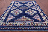 Blue Southwest Navajo Design Gabbeh Hand Knotted Wool Rug - 9' 4" X 12' 2" - Golden Nile