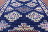 Blue Southwest Navajo Design Gabbeh Hand Knotted Wool Rug - 9' 4" X 12' 2" - Golden Nile