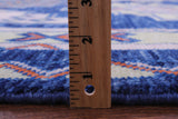 Blue Southwest Navajo Design Gabbeh Hand Knotted Wool Rug - 9' 4" X 12' 2" - Golden Nile
