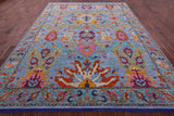 Blue Persian Fine Serapi Hand Knotted Wool Rug - 8' 11" X 12' 2" - Golden Nile