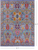Blue Persian Fine Serapi Hand Knotted Wool Rug - 8' 11" X 12' 2" - Golden Nile