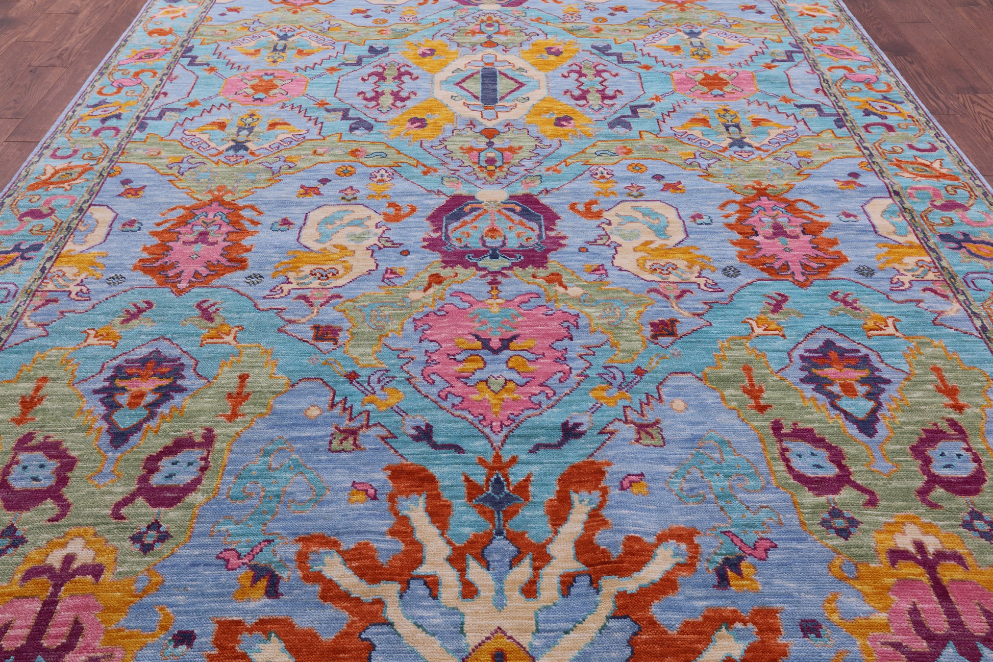 Blue Persian Fine Serapi Hand Knotted Wool Rug - 8' 11" X 12' 2" - Golden Nile