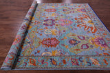 Blue Persian Fine Serapi Hand Knotted Wool Rug - 8' 11" X 12' 2" - Golden Nile
