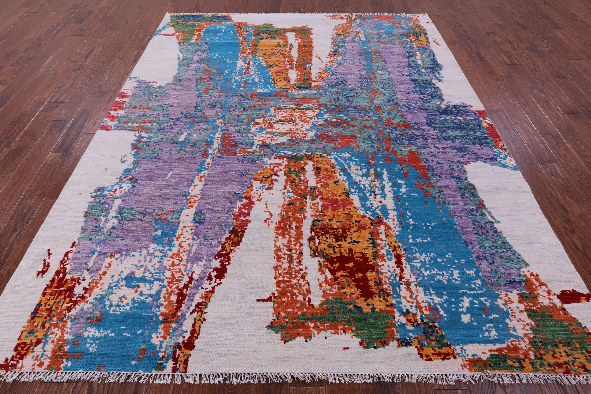 Abstract Contemporary Hand Knotted Wool Rug - 8' 1" X 10' 0" - Golden Nile