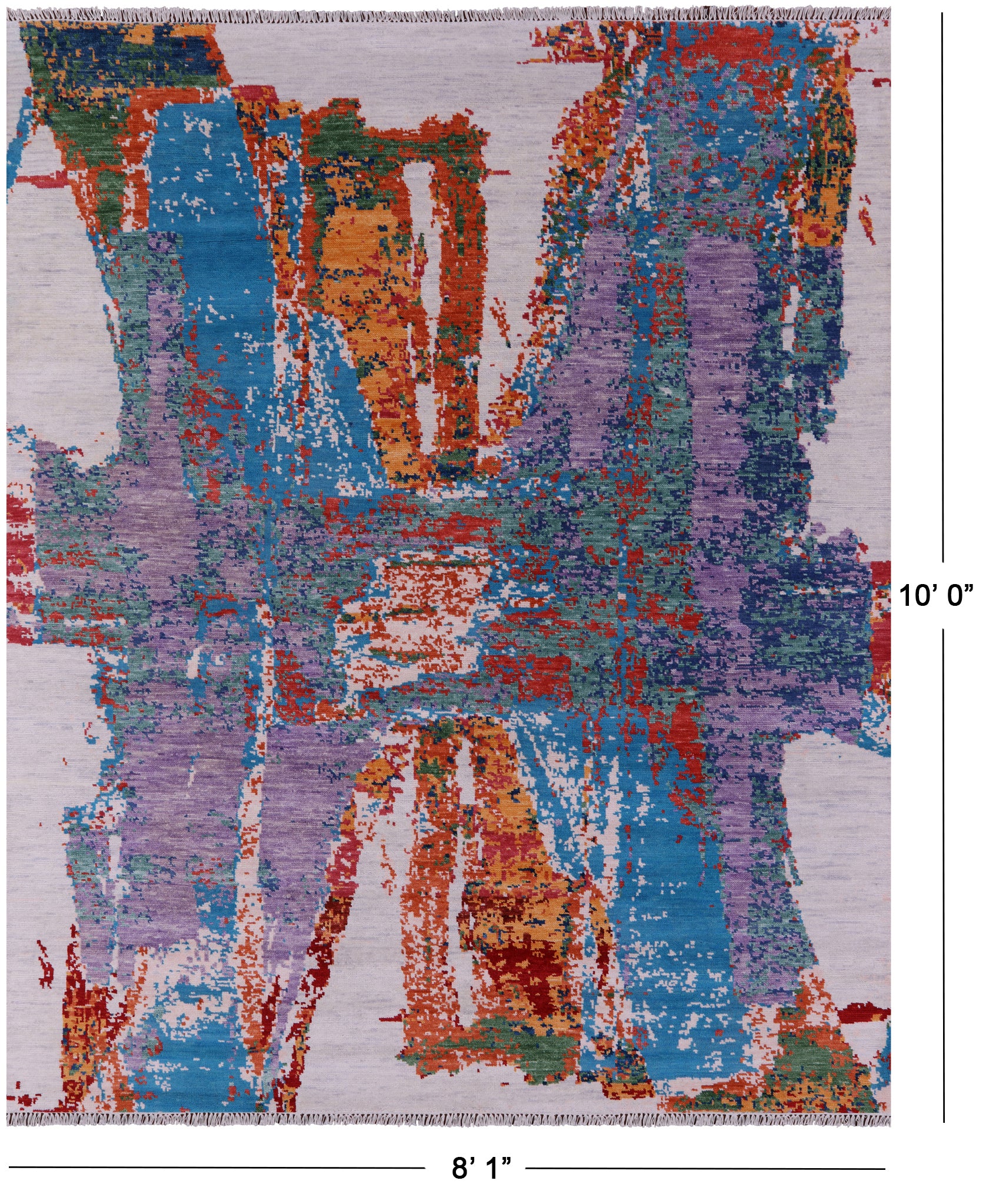 Abstract Contemporary Hand Knotted Wool Rug - 8' 1" X 10' 0" - Golden Nile
