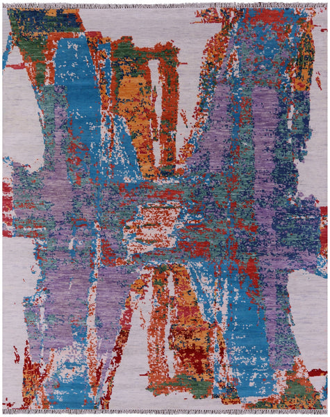 Abstract Contemporary Hand Knotted Wool Rug - 8' 1" X 10' 0" - Golden Nile