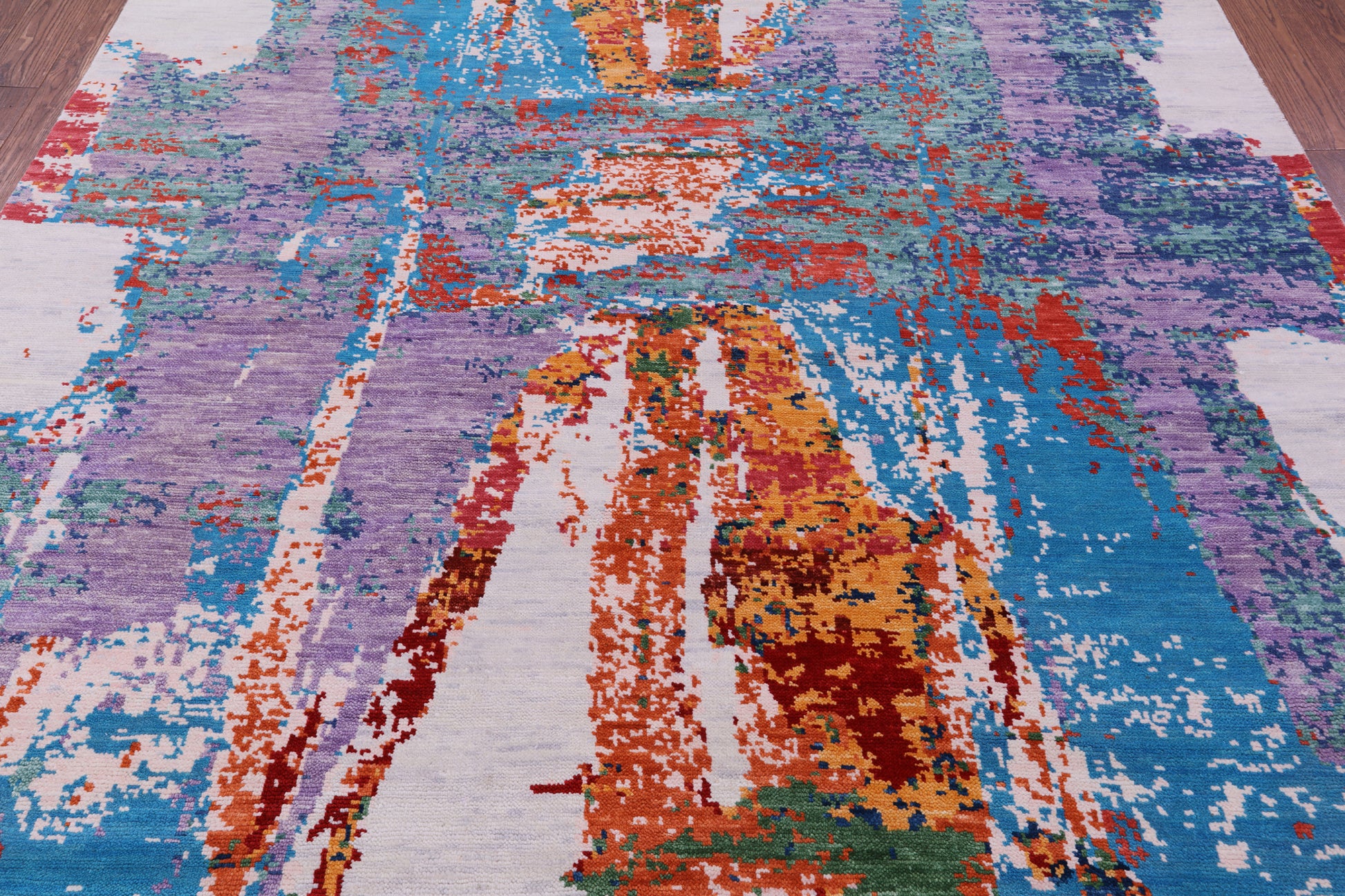 Abstract Contemporary Hand Knotted Wool Rug - 8' 1" X 10' 0" - Golden Nile
