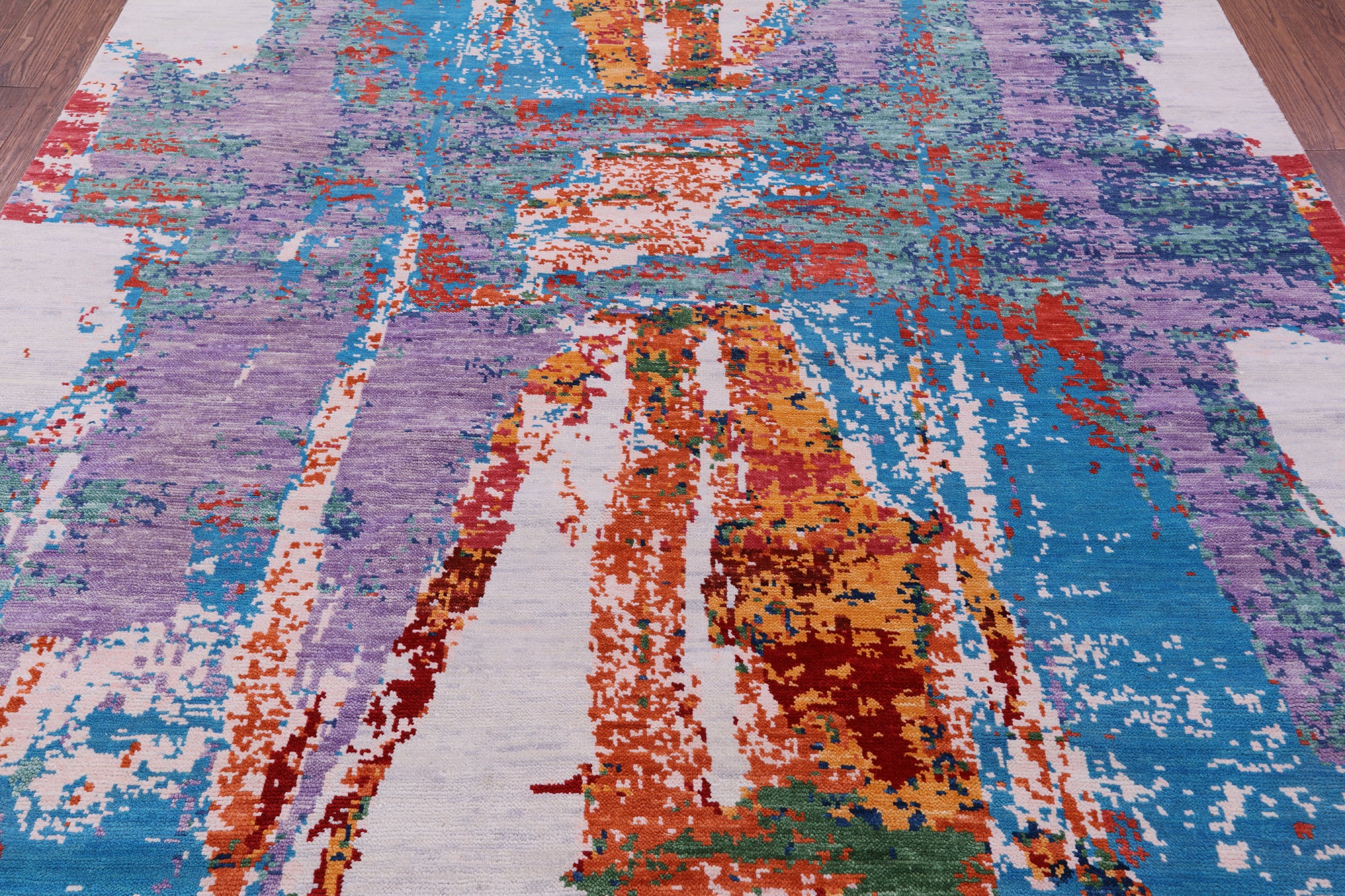 Abstract Contemporary Hand Knotted Wool Rug - 8' 1" X 10' 0" - Golden Nile